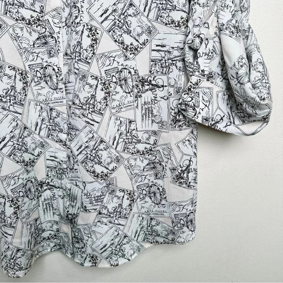 Karl Lagerfeld Womens Size Large Paris Whimsical  Roll Sleeve Blouse - Picture 8 of 15